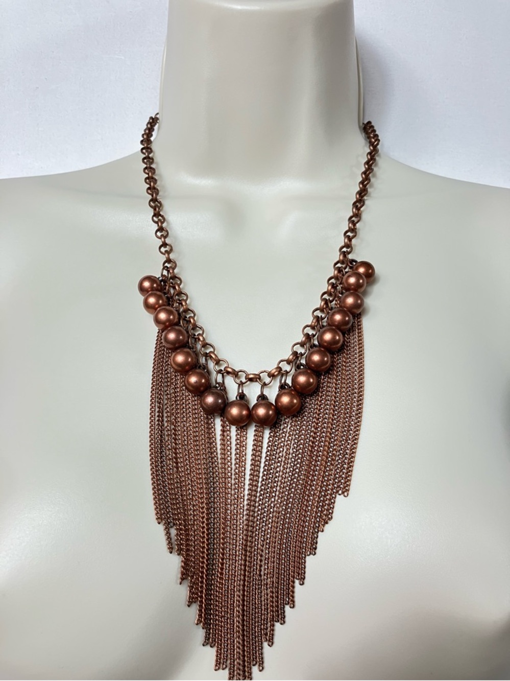 Copper-Brassy Tone Link Y-Chain Necklace - Women Jewelry